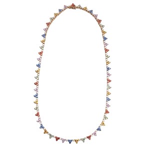 18K Multicolor Sapphire Diamond Necklace